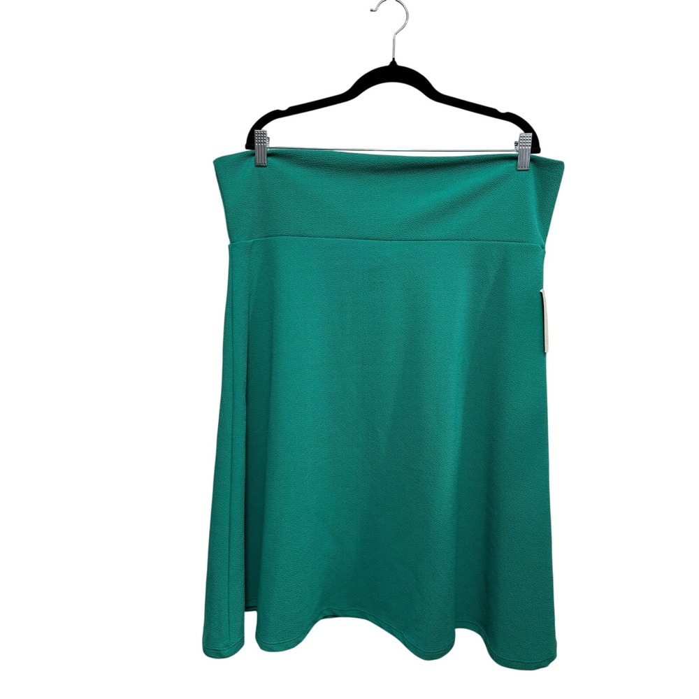 LuLaRoe Azure Skirt 3XL Teal Green Textured Crepe A-Line Fold Over Waist NWT